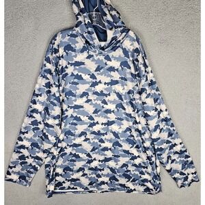 Googan Squad Hoodie Mens 4XL Whitewater Fish Camo Stretch Long Sleeve Pullover